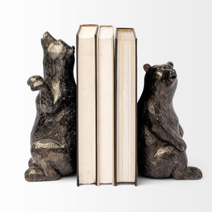 Mercana Sleuth Grizzly Bear Bookends Set of 2 - Sculptural Charm for Modern Rustic Decor and Organizing Books 68069