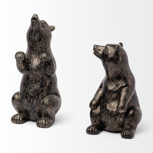 Mercana Sleuth Grizzly Bear Bookends Set of 2 - Sculptural Charm for Modern Rustic Decor and Organizing Books 68069