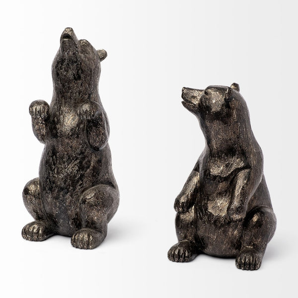Mercana Sleuth Grizzly Bear Bookends Set of 2 - Sculptural Charm for Modern Rustic Decor and Organizing Books 68069