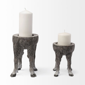 Mercana Pan Rustic Ceramic Hoofed Candle Holder – Sculptural Décor for Modern Farmhouse & Eclectic Spaces Gray Ceramic | 7H 68064