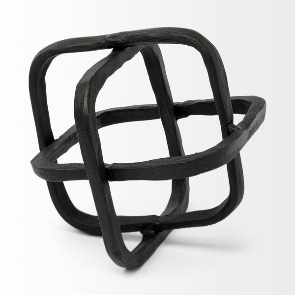 Mercana Willem 9L x 9W Open Cube Decor Object – Modern Industrial Accent for Stylish Home Interiors Black Metal | 9H 67813