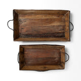 Mercana Durone (Set of 2) Brown Wooden Live Edge Serving Trays 68149