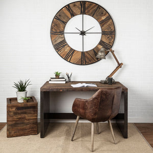 Mercana Orwell Industrial Office Desk with Reclaimed Solid Wood Top and Sturdy Metal Cladded Frame Design 67899