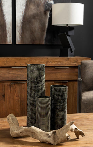 Mercana Kona II Medium Ceramic Vase - Striking Black and Gold Accent for Modern Home Decor and Style Black/Gold Ceramic | 15H 68026