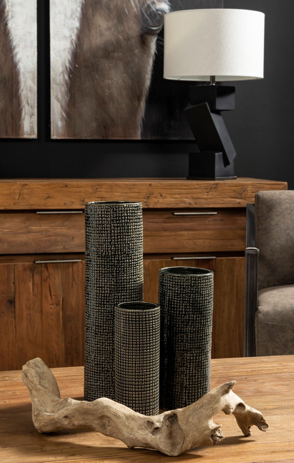 Mercana Kona II Medium Ceramic Vase - Striking Black and Gold Accent for Modern Home Decor and Style Black/Gold Ceramic | 15H 68026