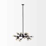 Mercana Rudyard Glass Globe and Black Metal Chandelier  68292