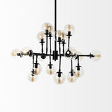 Mercana Rudyard Glass Globe and Black Metal Chandelier  68292