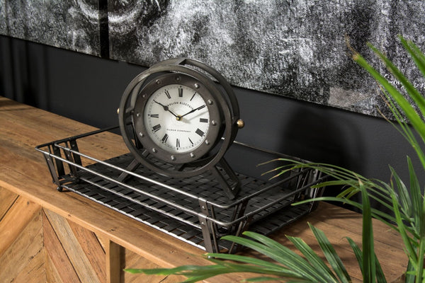 Mercana Gaston Industrial Circular Table Clock – Vintage Charm with Modern Simplicity for Any Space 68083