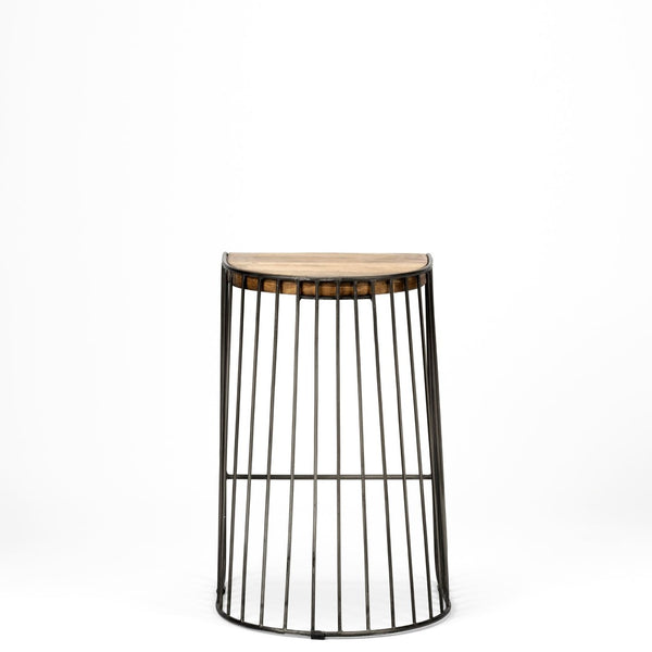 Mercana Seagram Industrial-Style Stool with Natural Wood Seat and Sturdy Metal Frame for Modern Spaces 68137