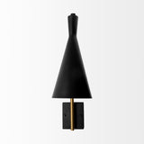 Mercana Tremont I 23"L x 5.25"W x 17.5"H Black/Gold Metal Conical Shade Wall Sconce 68287