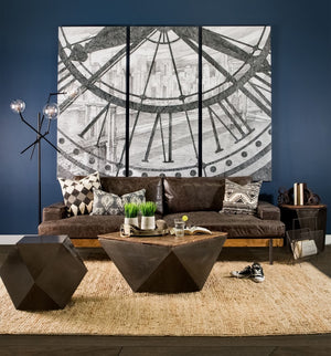 Mercana Esagono Octagonal Reclaimed Wood End Table with Storage - Rustic Industrial Accent for Any Space Natural Wood | Black Metal 67519