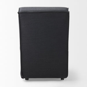 Mercana Damon Upholstered Dining Chair with Casters - Elegant Cream Fabric, Supportive Backrest & Mobility Gray Fabric 68325