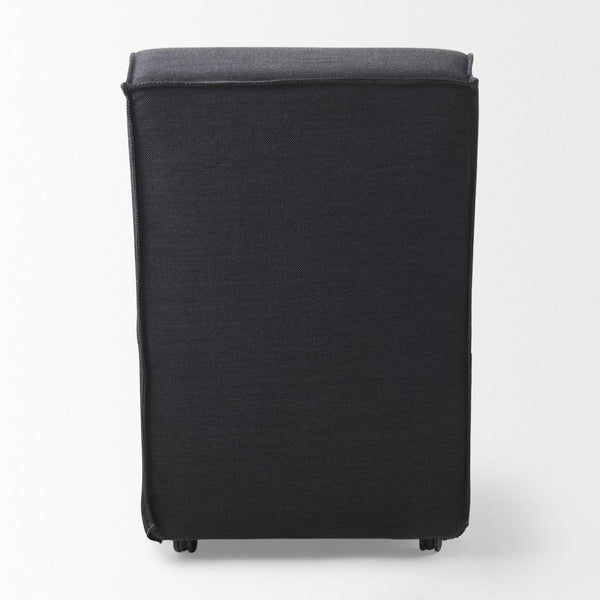 Mercana Damon Upholstered Dining Chair with Casters - Elegant Cream Fabric, Supportive Backrest & Mobility Gray Fabric 68325