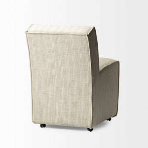 Mercana Damon Upholstered Dining Chair with Casters - Elegant Cream Fabric, Supportive Backrest & Mobility Cream with Taupe Stripe Fabric 68324