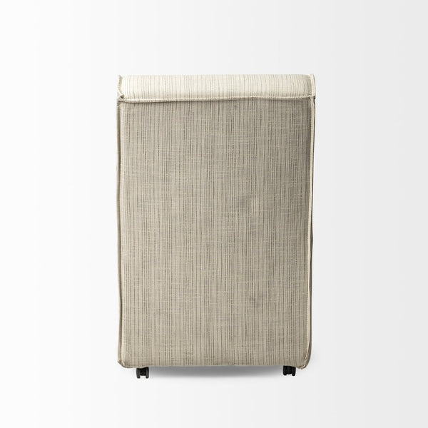 Mercana Damon Upholstered Dining Chair with Casters - Elegant Cream Fabric, Supportive Backrest & Mobility Cream with Taupe Stripe Fabric 68324