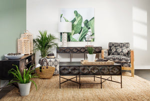 Mercana Pallu Boho-Inspired Ottoman with Elegant Geometric Design and Sturdy Wooden Base for Home Decor 67489