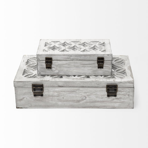 Mercana Floribundus Handcrafted Decorative Boxes with Mirror Inlay for Elegant Storage and Display Solutions 57544