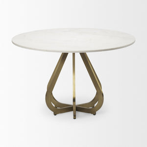 Mercana Laurent Dining Table - Luxurious Marble Top with Gold Metal Base for Modern Glam Interiors 68238-AB