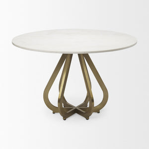 Mercana Laurent Dining Table - Luxurious Marble Top with Gold Metal Base for Modern Glam Interiors 68238-AB