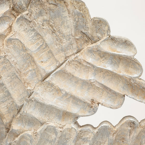 Mercana Kamara Decorative Object - Hand-Finished White-Washed Wood with Antiqued Silver Botanical Accent Natural Wood | 17H 68169