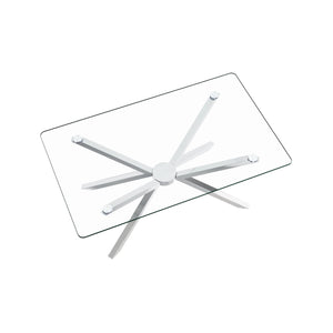 English Elm 39.37" Rectangular Clear Tempered Glass Coffee Table With Sleek Silver Metal Legs For Modern Living Room W241P227959