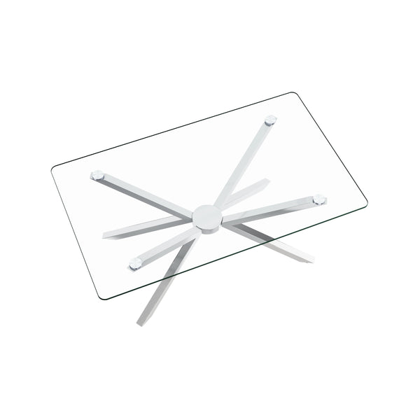 English Elm 39.37" Rectangular Clear Tempered Glass Coffee Table With Sleek Silver Metal Legs For Modern Living Room W241P227959