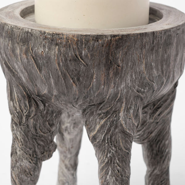 Mercana Pan Rustic Ceramic Hoofed Candle Holder – Sculptural Décor for Modern Farmhouse & Eclectic Spaces Gray Ceramic | 9H 68065