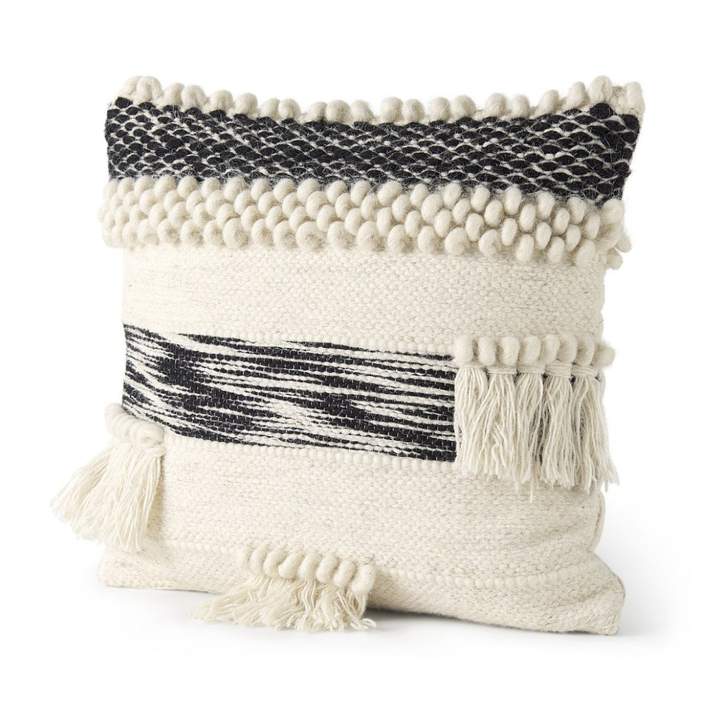 Mercana Beardell Handwoven Decorative Pillow Cover with Tassels for Scandinavian-Inspired Home Decor 68391