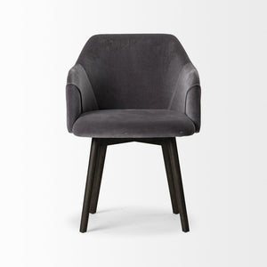 Mercana Ronald II Dining Chair - Elegant Bucket-Style Design with Plush Upholstery for Ultimate Comfort Gray Velvet | Black Wood (Armchair) 68320