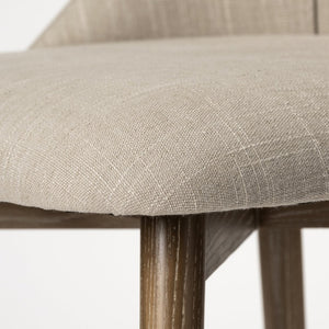 Mercana Ronald II Dining Chair - Elegant Bucket-Style Design with Plush Upholstery for Ultimate Comfort Cream Fabric | Brown Wood (Side Chair) 68321