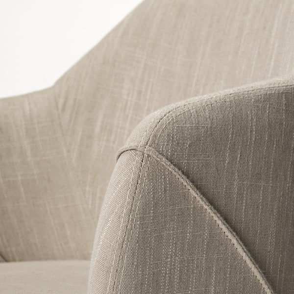 Mercana Ronald II Dining Chair - Elegant Bucket-Style Design with Plush Upholstery for Ultimate Comfort Cream Fabric | Brown Wood (Armchair) 68319