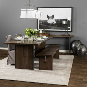 Mercana Ledger Live-Edge Wooden Dining Bench - Solid Mango Wood with Industrial Design for Modern Spaces 68242