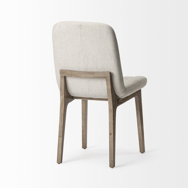 Mercana David Diamond Tufted Dining Chair Pair – Mid-Century Modern Elegance with Plush Comfort & Style Cream Fabric | Brown Wood 68317