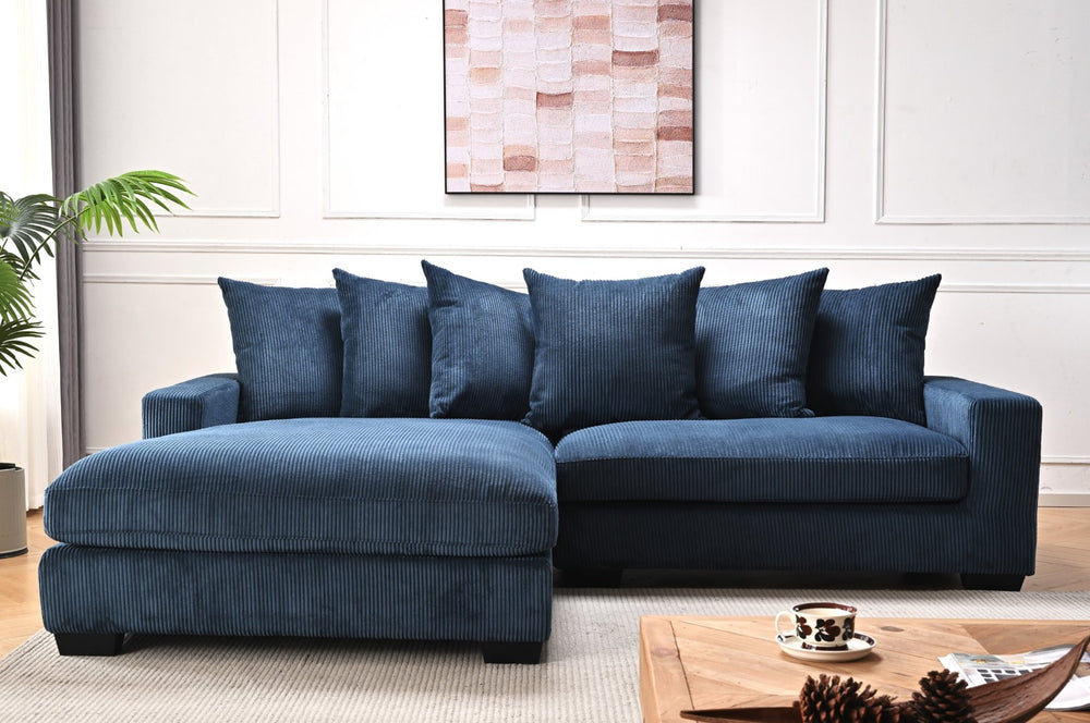 English Elm Luxe Corduroy L Shaped Sectional Sofa with Deep Seat Chaise for Modern Living Room B2735S00009