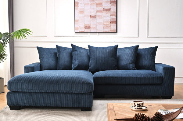 English Elm Luxe Corduroy L Shaped Sectional Sofa with Deep Seat Chaise for Modern Living Room B2735S00009