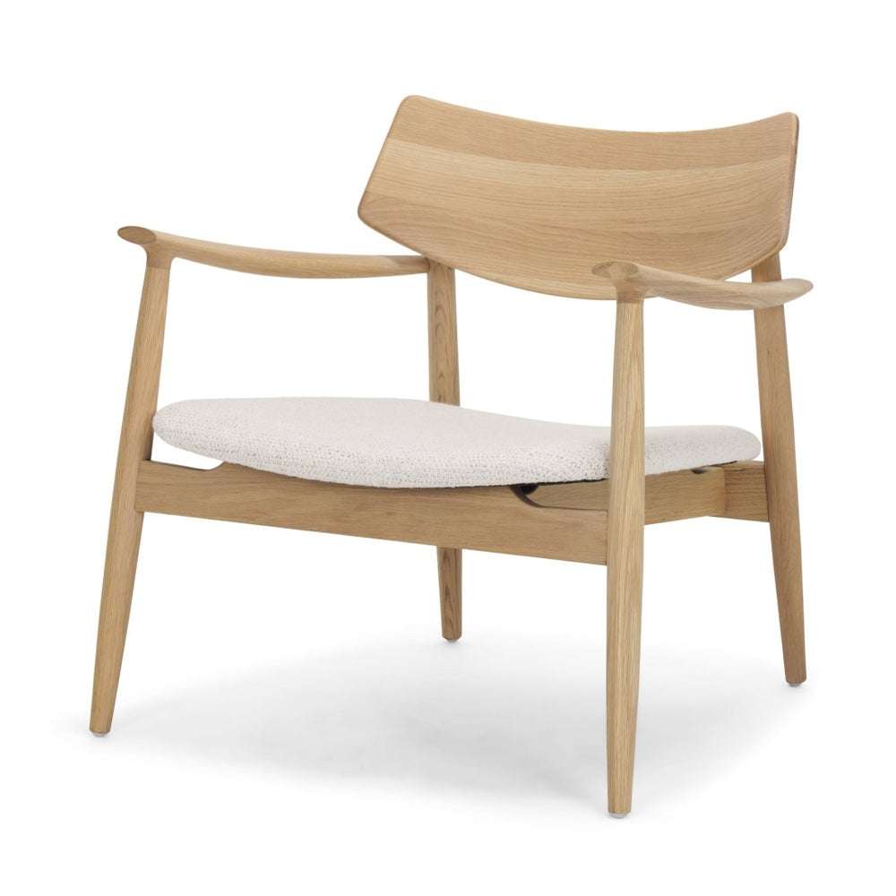 Mercana Haggen Accent Chair - Midcentury Modern Design, Solid Oak Frame, Cream Upholstery, Cozy Comfort Light Brown Wood | Cream Fabric 71016