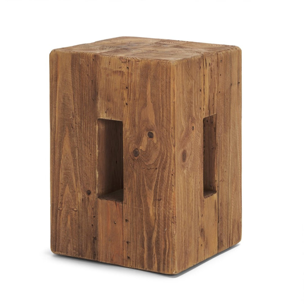 Mercana Waylen Rustic Wood Accent Stool - Handcrafted Natural Charm for Farmhouse and Eclectic Decor 71020