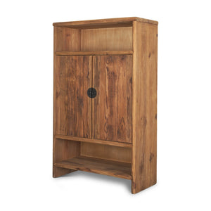 Mercana Wayde Curio Cabinet - Rustic Recycled Pine with Matte Black Metal Pulls for Stylish Display & Storage 71021