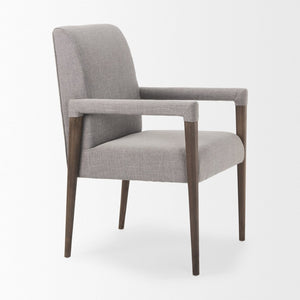 Mercana Palisades Elegant Dining Chair with Solid Beech Wood Frame for Modern and Transitional Spaces Gray Fabric | Brown Wood |  Armed 68195