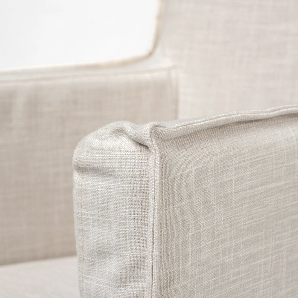 Mercana Elbert Chic Grey Upholstered Dining Chairs with Brown Wooden Base for Modern Farmhouse Style Cream Fabric ((Side Chair) 68190