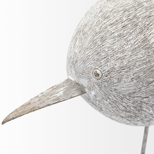 Mercana Snipe Rustic Bird Ornament with Metal Feet - Charming Lakeside Accent for Home Decor & Shelves Off-White Resin | 7H 68080