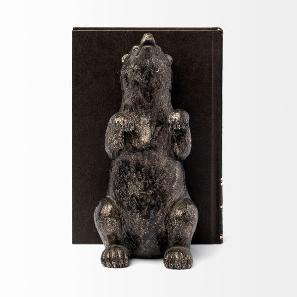 Mercana Sleuth Grizzly Bear Bookends Set of 2 - Sculptural Charm for Modern Rustic Decor and Organizing Books 68069