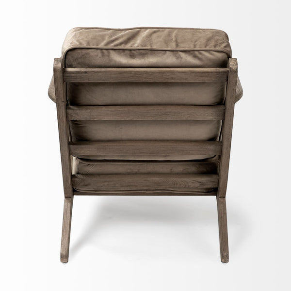Mercana Olympus Accent Chair - Luxurious Olive Velvet Upholstered Mid-Century Modern Design for Comfort Brown Velvet | Brown Wood 68184