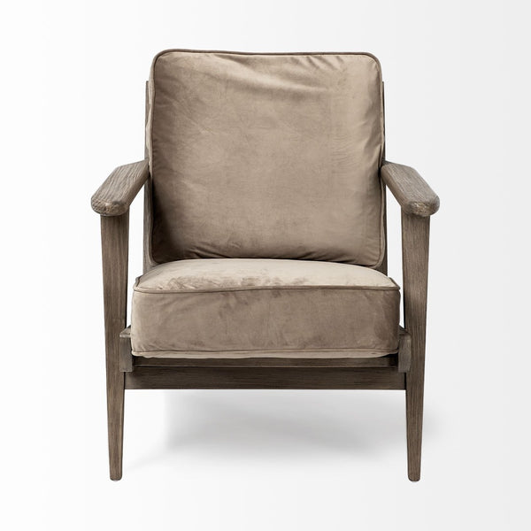 Mercana Olympus Accent Chair - Luxurious Olive Velvet Upholstered Mid-Century Modern Design for Comfort Brown Velvet | Brown Wood 68184