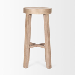 Mercana Brahma 26" Counter Stool - Timeless Farmhouse Charm with Sturdy Mango Wood and Minimalist Design White Washed Wood | 30H 68211