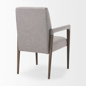 Mercana Palisades Elegant Dining Chair with Solid Beech Wood Frame for Modern and Transitional Spaces Gray Fabric | Brown Wood |  Armed 68195