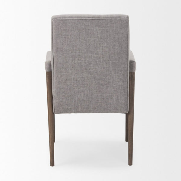 Mercana Palisades Elegant Dining Chair with Solid Beech Wood Frame for Modern and Transitional Spaces Gray Fabric | Brown Wood |  Armed 68195