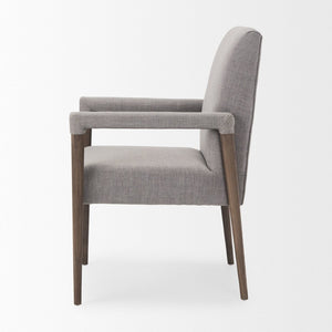 Mercana Palisades Elegant Dining Chair with Solid Beech Wood Frame for Modern and Transitional Spaces Gray Fabric | Brown Wood |  Armed 68195