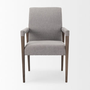 Mercana Palisades Elegant Dining Chair with Solid Beech Wood Frame for Modern and Transitional Spaces Gray Fabric | Brown Wood |  Armed 68195