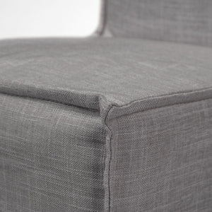 Mercana Elbert Chic Grey Upholstered Dining Chairs with Brown Wooden Base for Modern Farmhouse Style Gray Fabric | Side Chair 68189